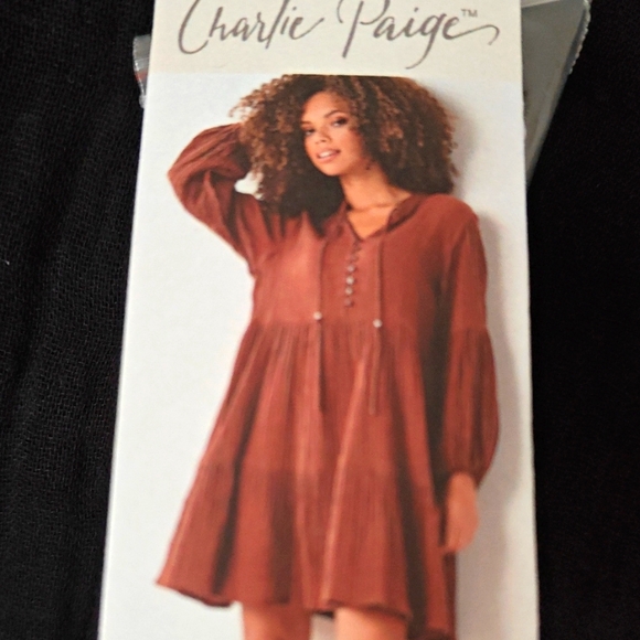 Charlie Paige tiered long sleeve  dress M New With Tags - Picture 2 of 4